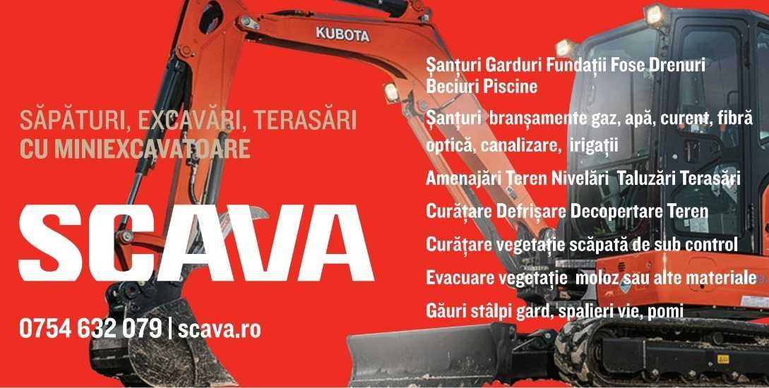 Sapaturi Santuri Nivelari Taluzari Terasari Inchiriere Mini excavator