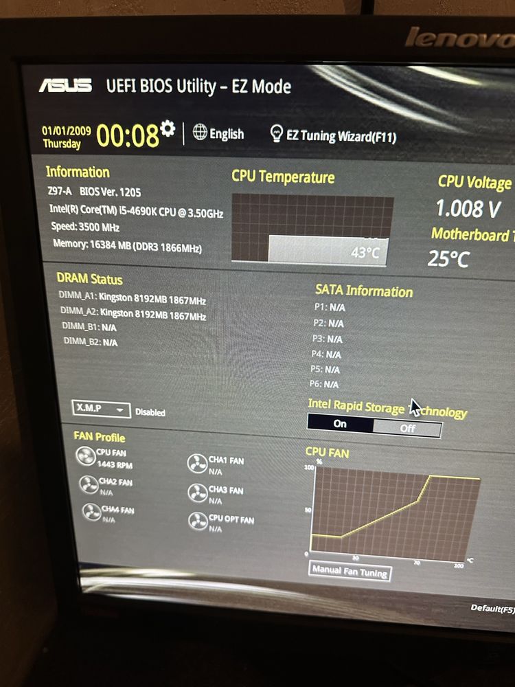 Дънна платка ASUS Z97-A И процесор i5-4690K 3.90 GHz И рам 16 go