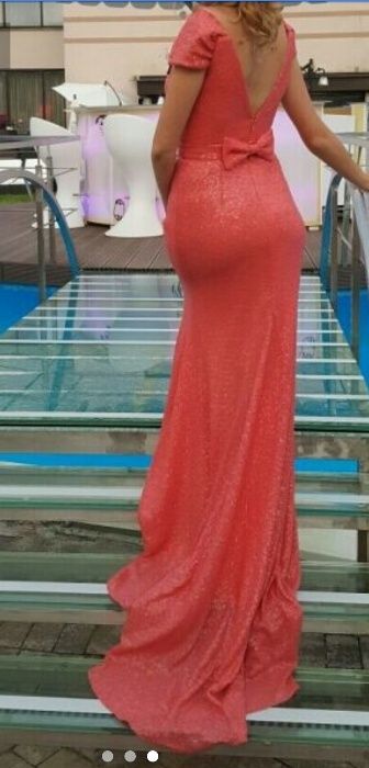 Rochie de seara somon paiete