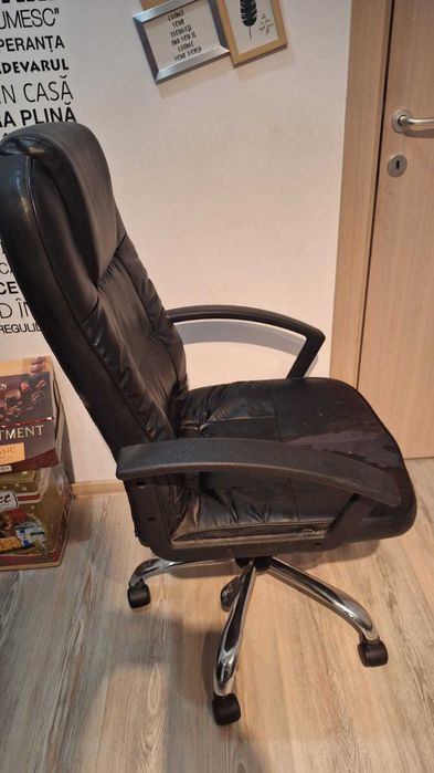 Scaun directorial,  funcție recliner, Negru