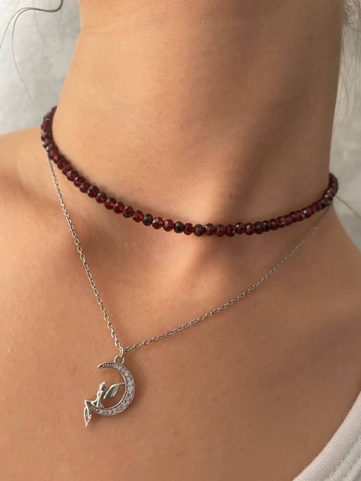 Чокер из натурального граната, граненый!Натуральные камни!