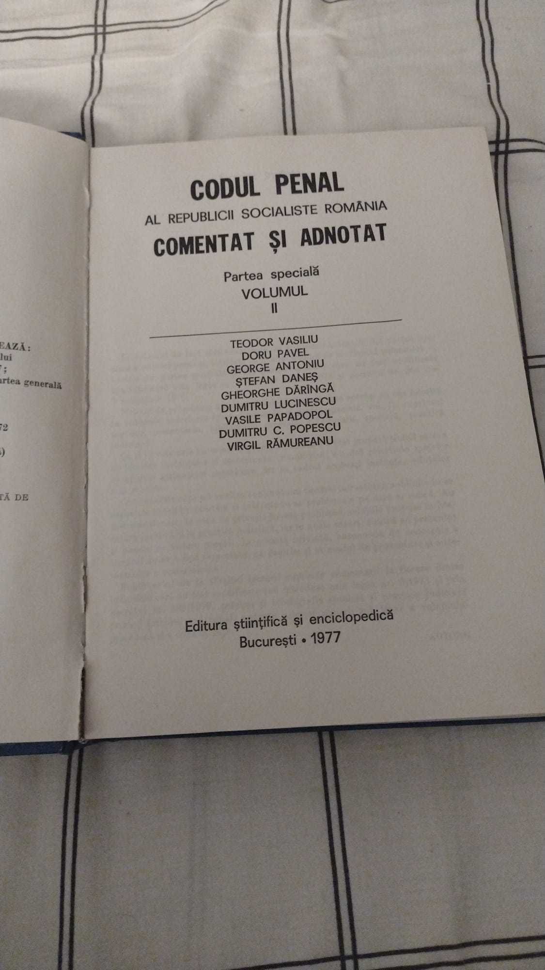 CODUL PENAL - Adnotat - Vol. I - II Partea Speciala - Teodor Vasiliu