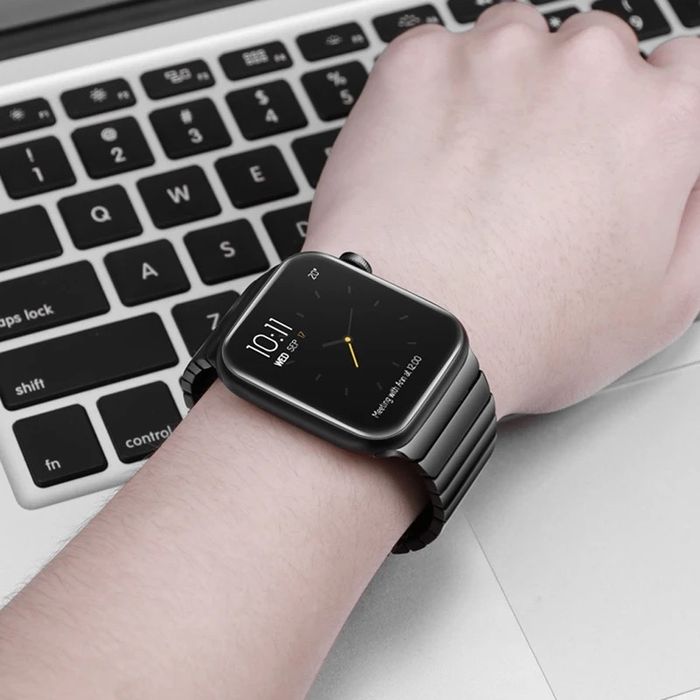 Curea Husa Metalic Titanium/Neagra Incarcator Ceas Apple Watch Iphone