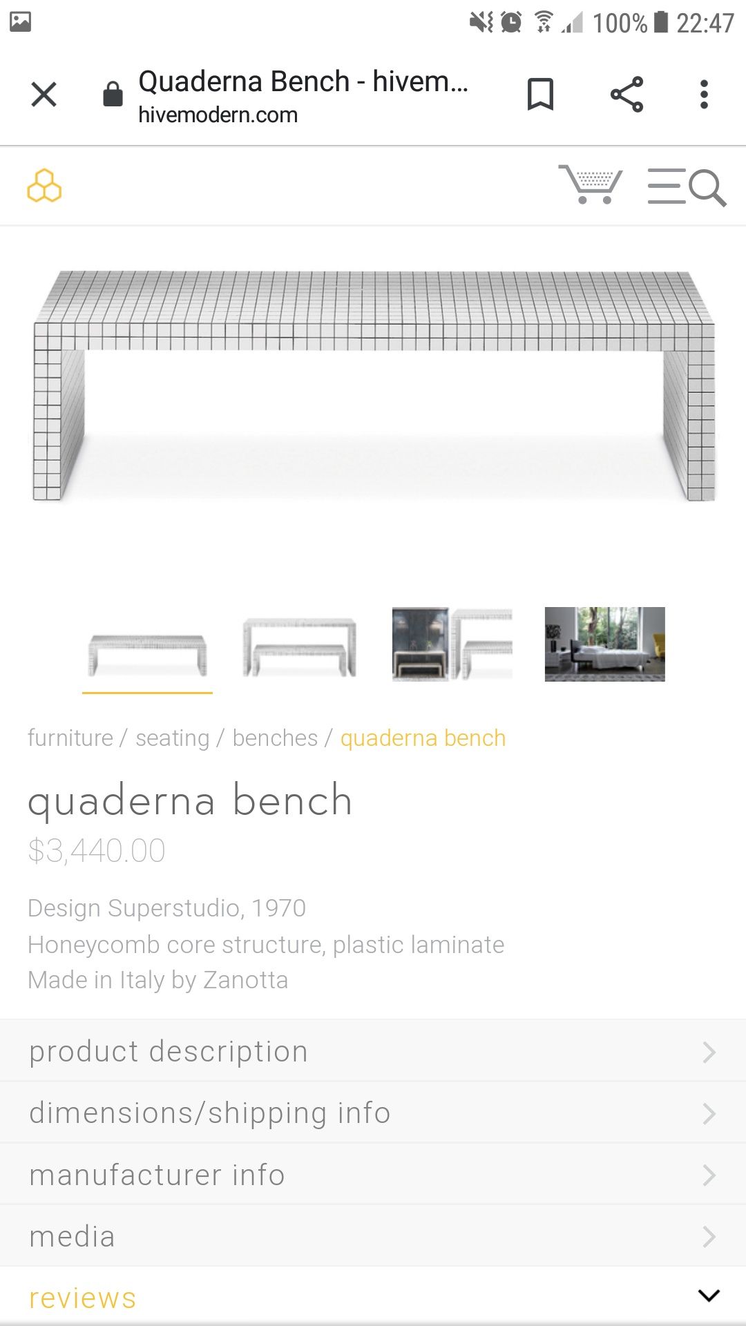 Zanotta Quaderna Bench -mobilier