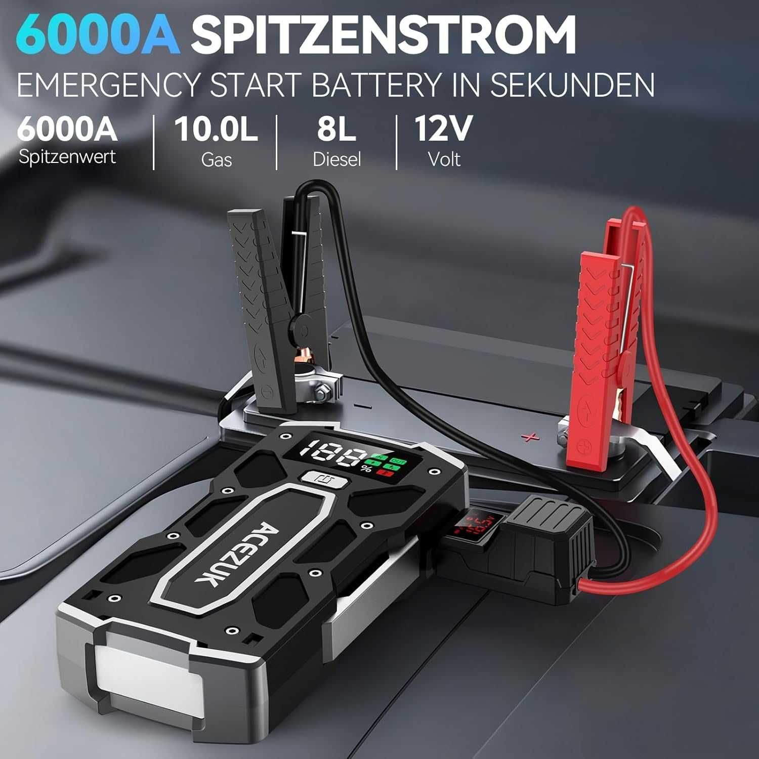 Чисто нов Преносим стартер ACEZUK M02 5000A / 21800mAh бустерна бат...