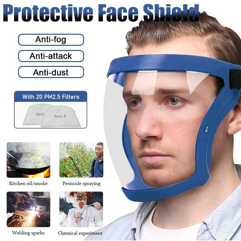 Маска за работа предпазен щит за лице с филтър прозрачна защитен шлем
