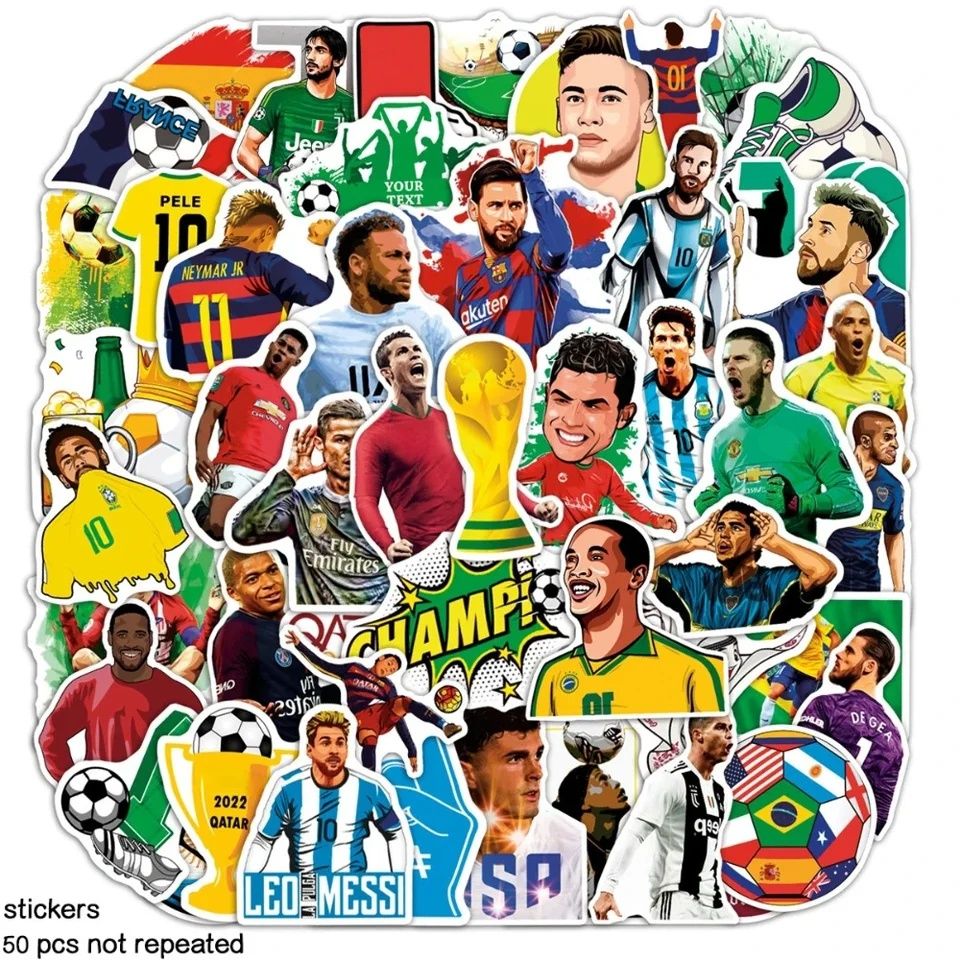 Set 50 abțibilduri stickers Football Star Neymar Messi Ronaldo laptop