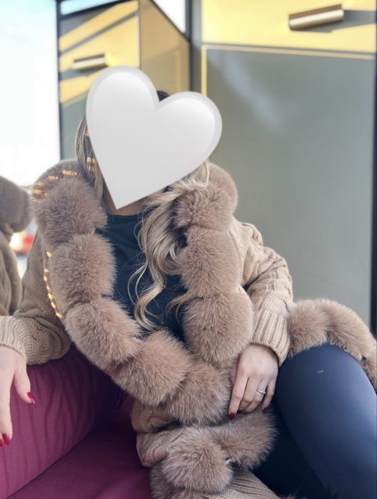 Cardigan-Îmblănit cu bana naturala vulpe