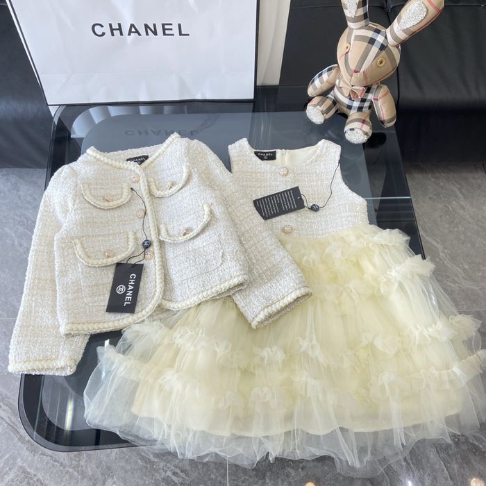 Set de fetiță: rochiță din tulle fin și sacou scurt din tweed ivory