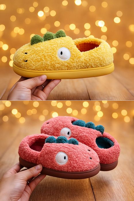 Papuci de copii caldurosi de casa dinozaur