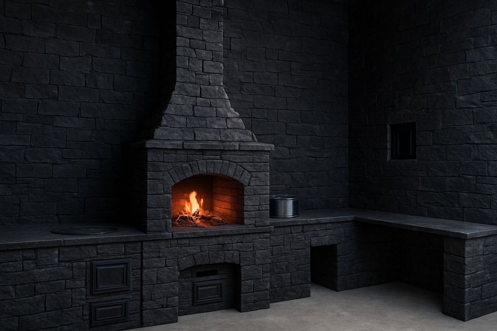 Команда мастеров строит летние кухни Барбекю. Очаги. Камин