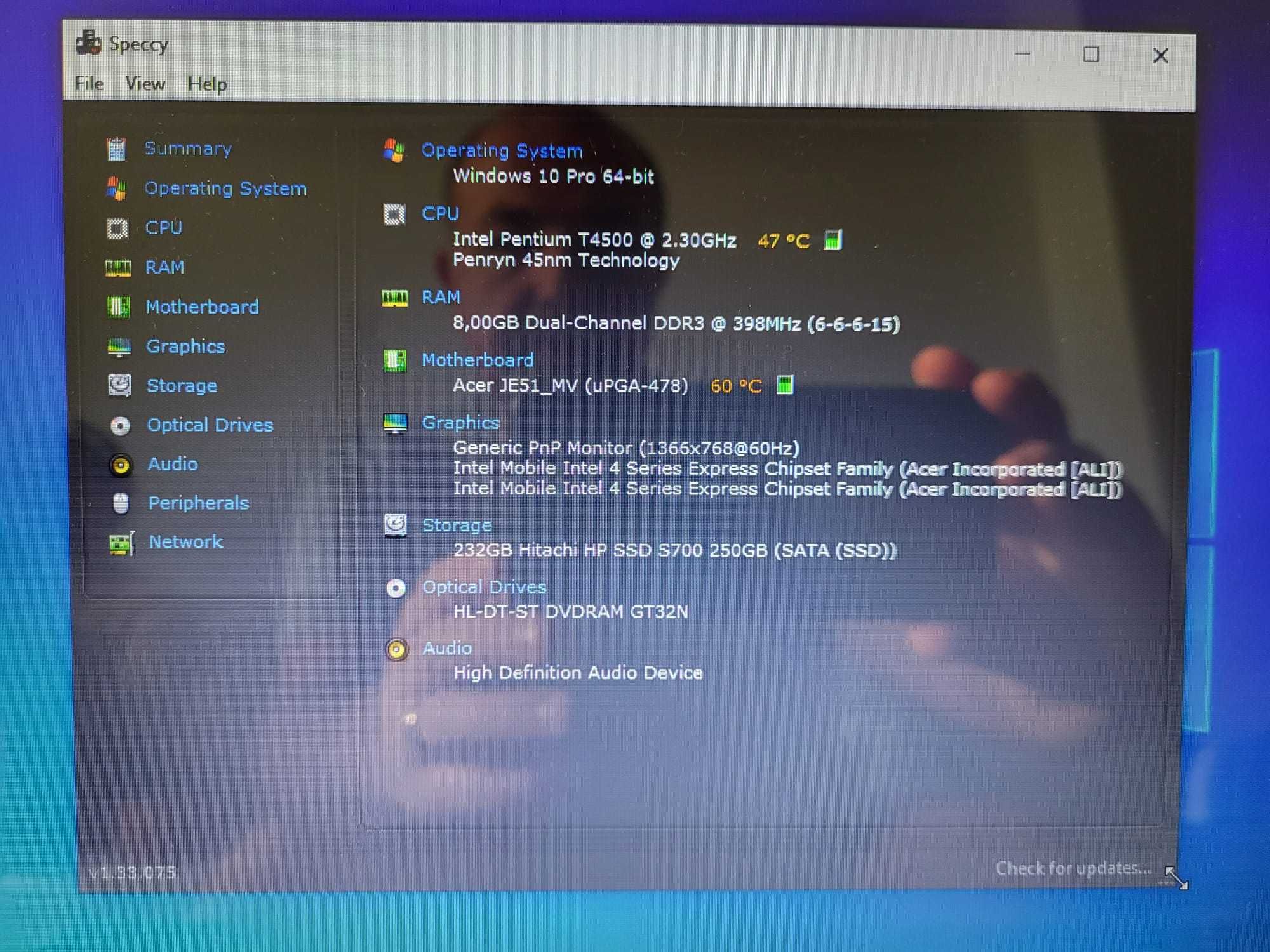 Acer Aspire 15.6" 5736z Dual-Core T4500 2.3GHz 8GB RAM DDR3 256Gb SSD