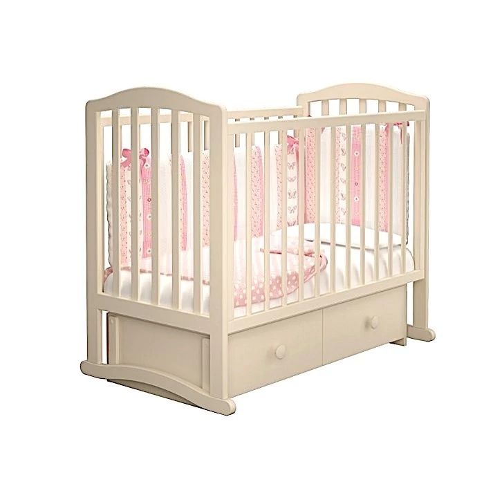 Кроватка для новорожденных с продольным и поперечным качанием + ящик