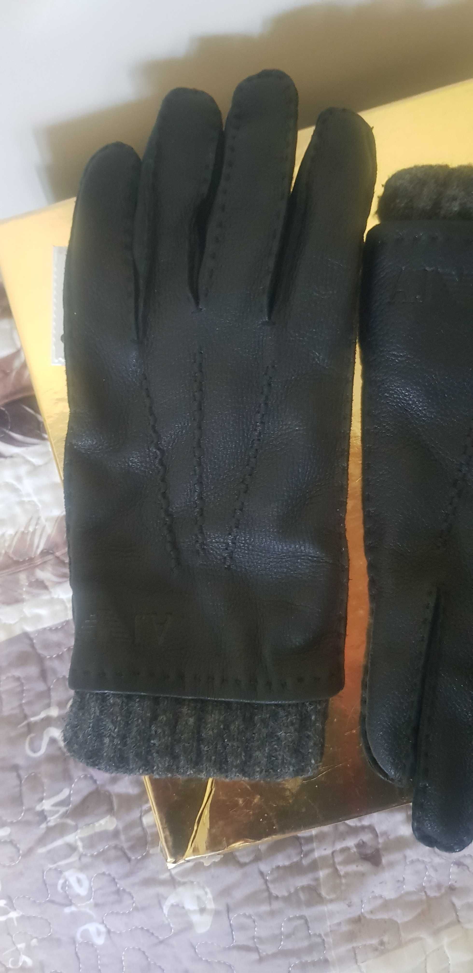 Мъжки ръкавици ест кожа  Armany jeans /перфектни М /L/нови