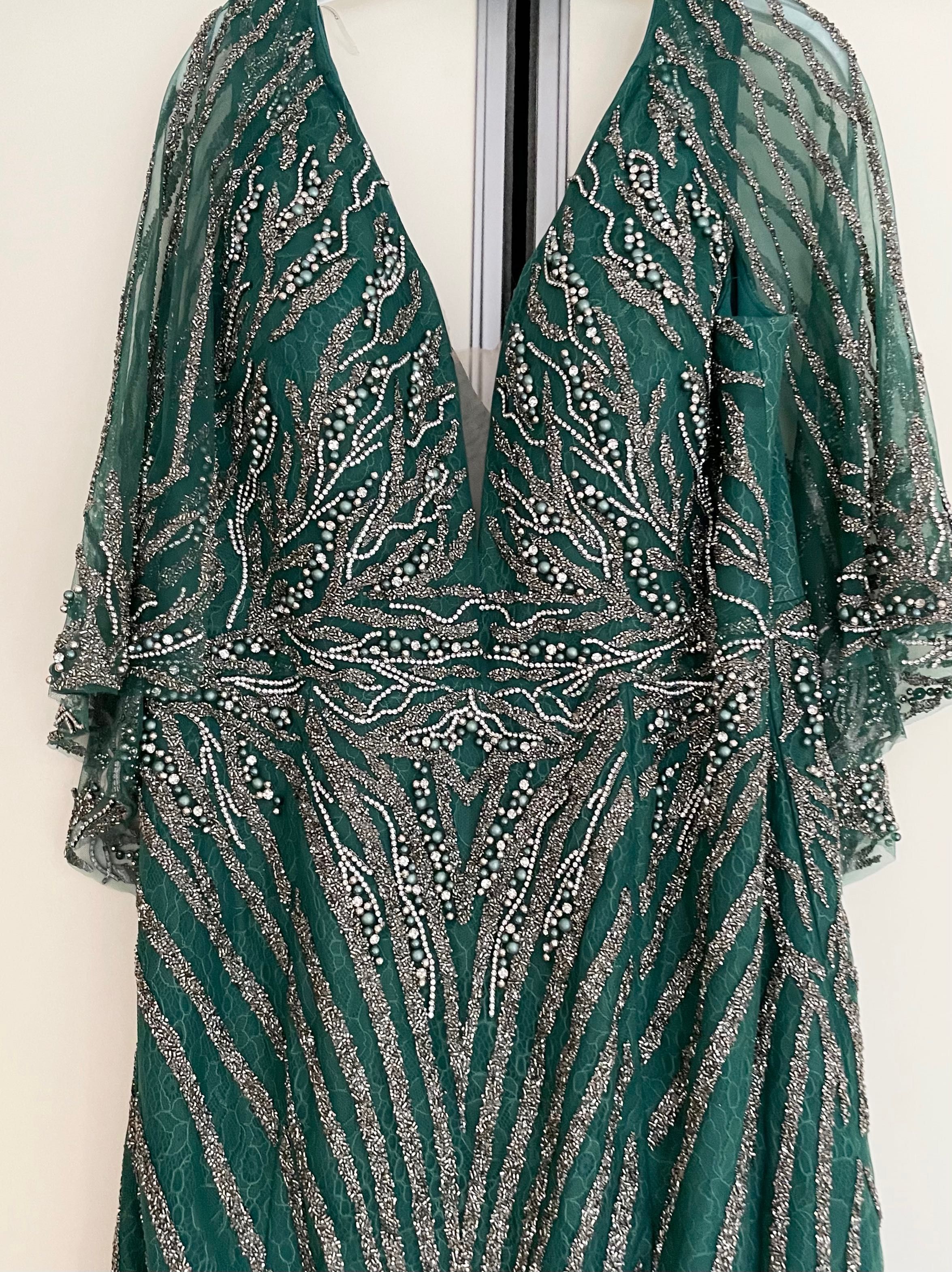 Rochie de seara, ocazii speciale - NOUA, NEPURTATA - Verde, Voal