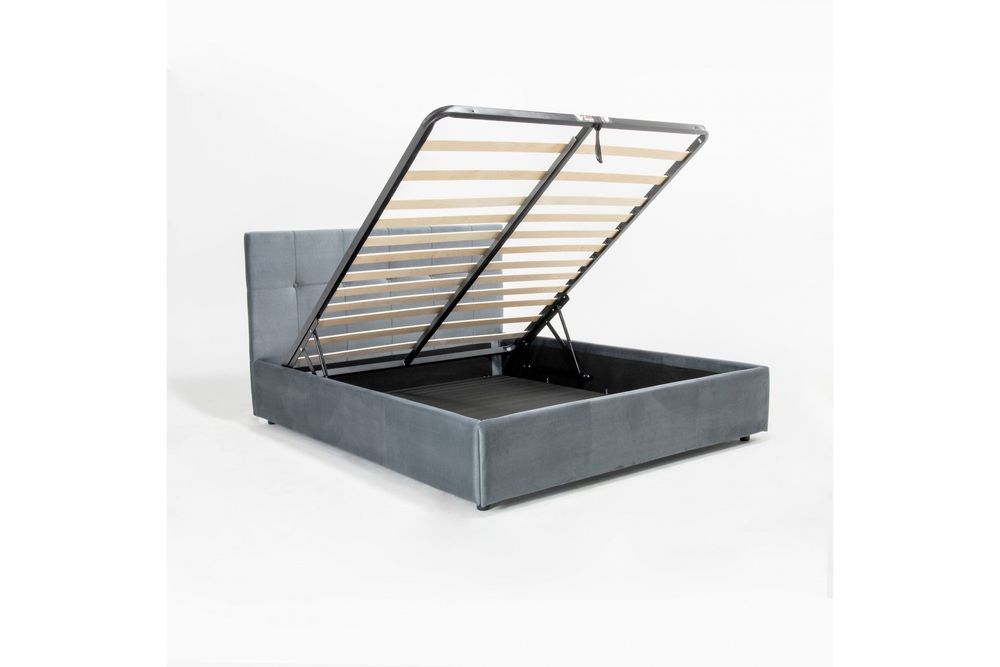 Pat tapitat AMORE NEW cu somiera rabatabila si spatiu de depozitare