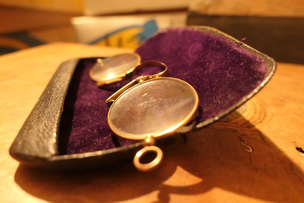 Ochelari de nas etui piele si fetru G.A. Paul OPTOMETRIST Chicago USA