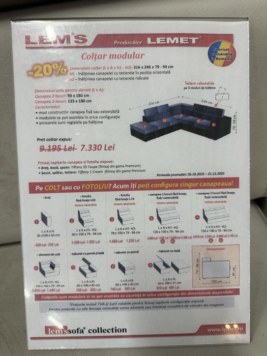 Canapea coltar extensibila Lems nouă