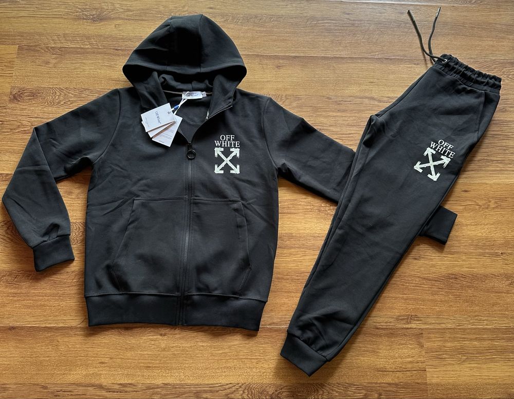 Мъжки,памучен,черен екип OFF White с голяма щампа на гърба
