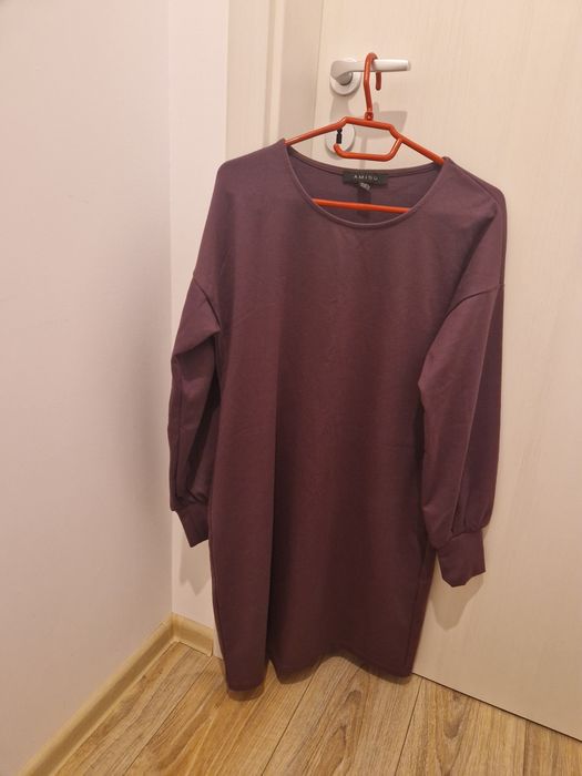 Rochie mov, material gros, noua