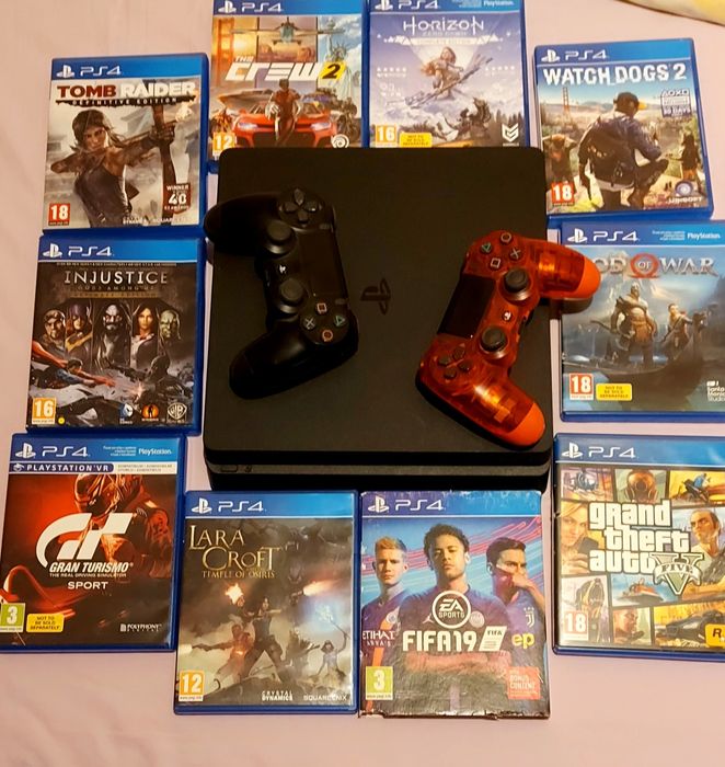 Playstation 4 Slim + 10 бр. Игри