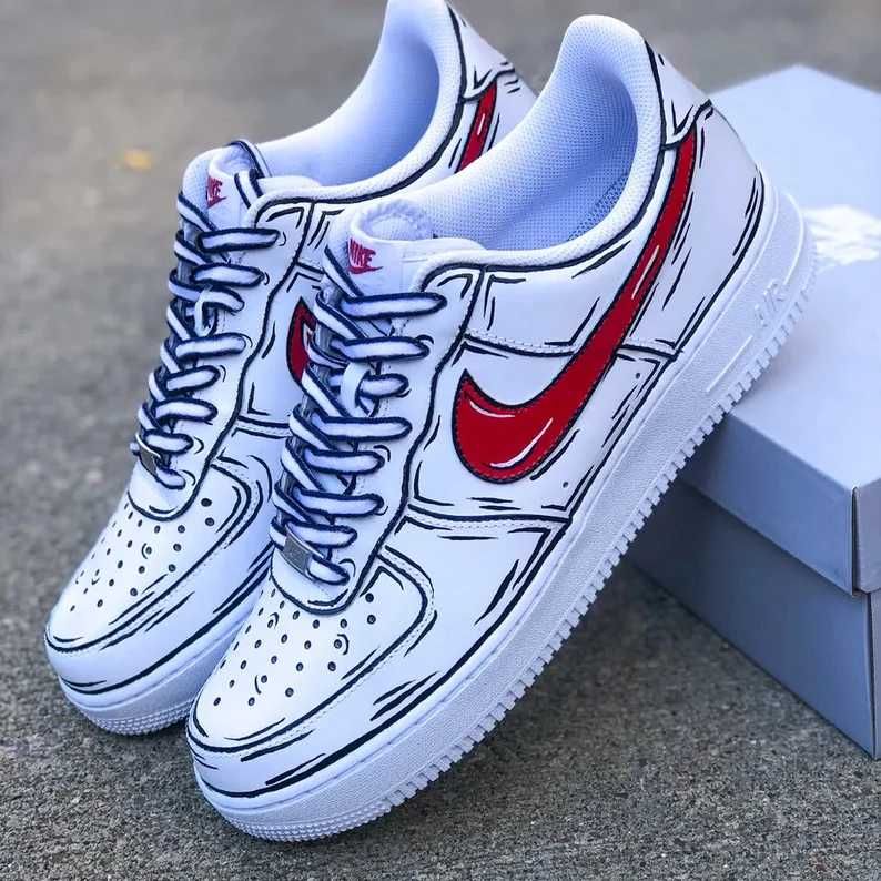 Adisasi Custom Nike Air Force 1 Red Cartoon 38 39 40 41 42 43