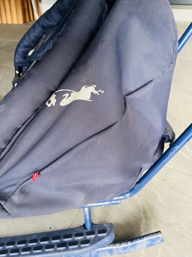 Sanie piccolino bleumarine cu blana naturala