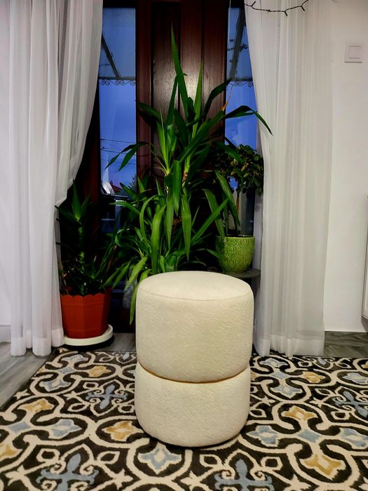 Taburet imitație blană oaie