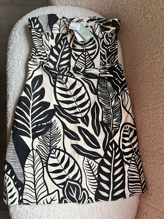 Рокля тип бандо от ленена смес H&M