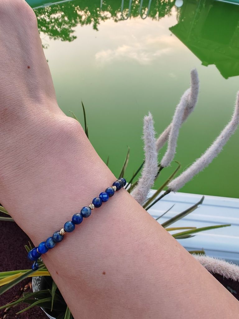 Brățări aur 14k,snur reglabil și pietre semiprețioase