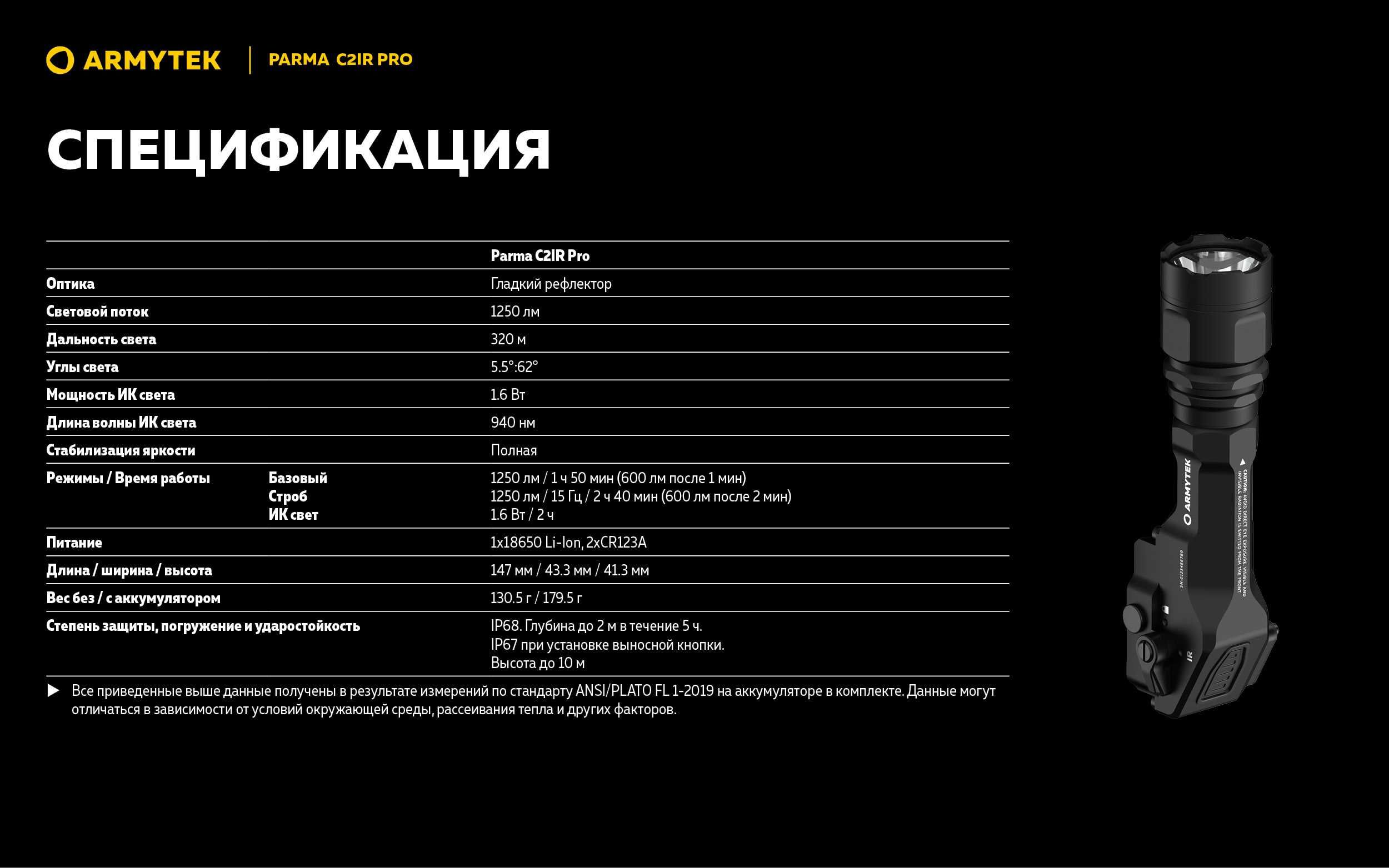 Охотничий фонарь Armytek Parma C2IR Pro c белым и инфракрасным светом