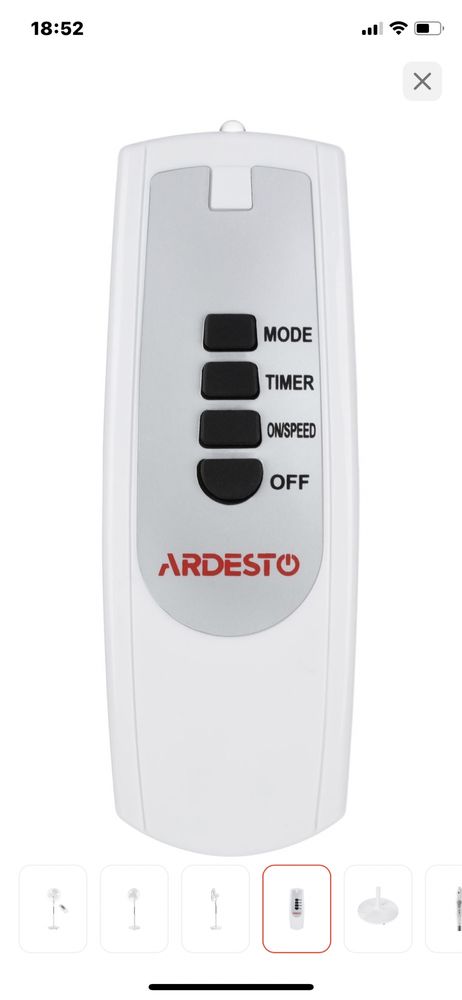 Вентилятор Ardesto FN-R1608RW белый