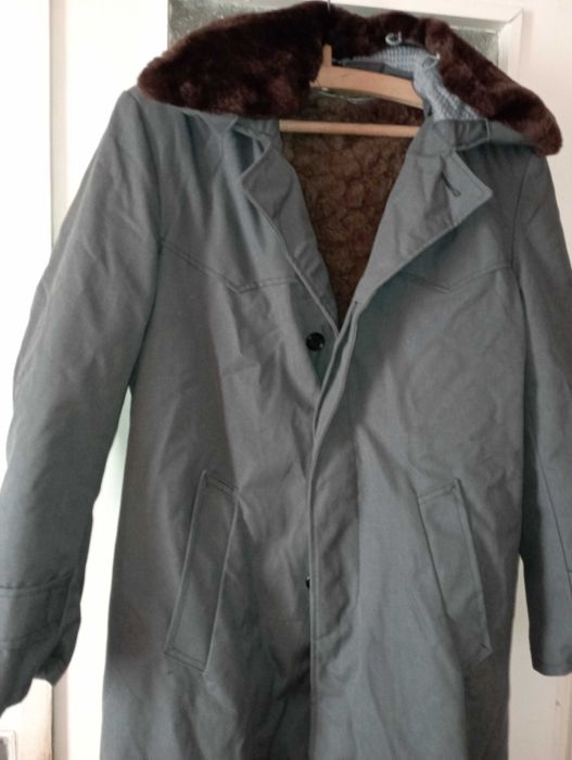 Мъжка шуба с подплата от агнешка кожа -  военна /габина/