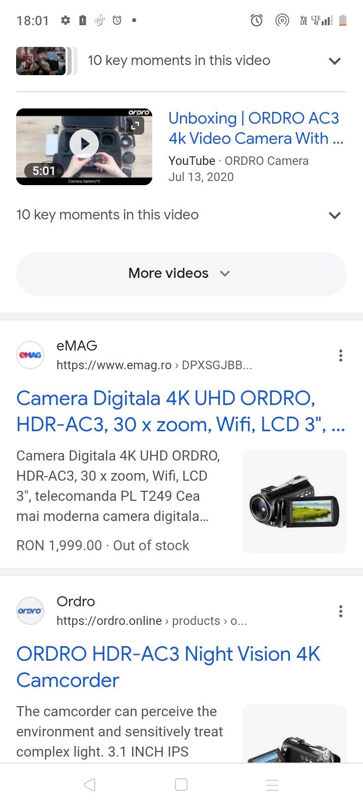 Camera digitala 4k UHD ordor hdr-ac3 ,30 x zoom wifi LCD 4 telecomanda