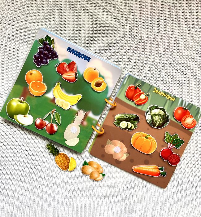 Тиха книга на велкро. Играчка албум с лепенки