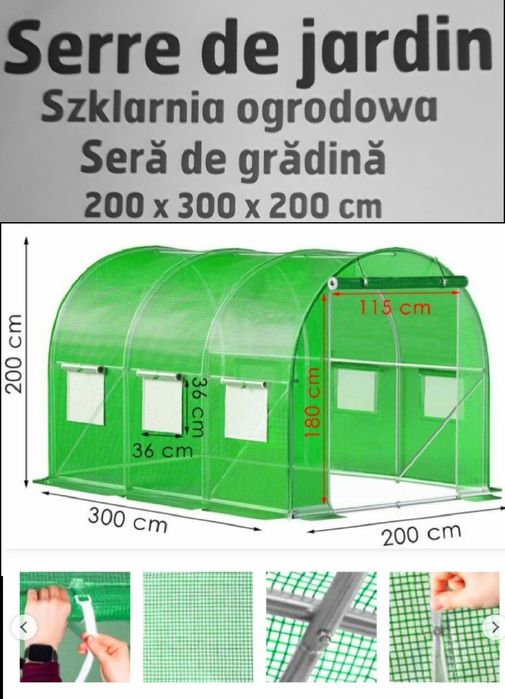 SERA De GRĂDINA tip tunel cu cadru metalic 6 mp NOUĂ - 370 Lei