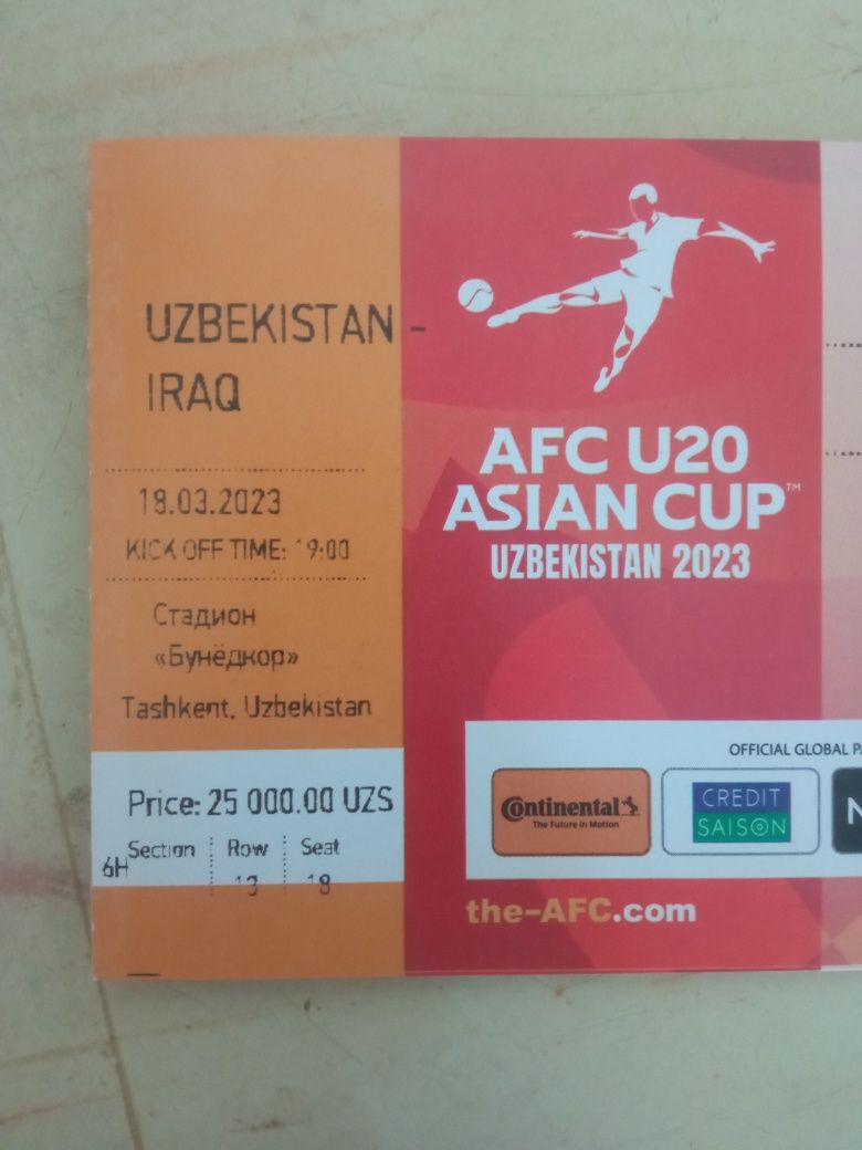 Final futbol uchun bilet bor. Uzbekistan vs Iroq