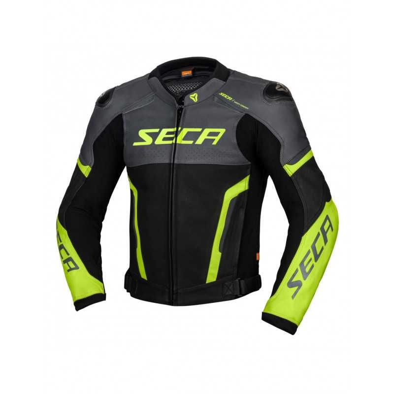НОВО Кожено мото яке Seca Hooligan TITANIUM/FLUO YELLOW XL и XXL