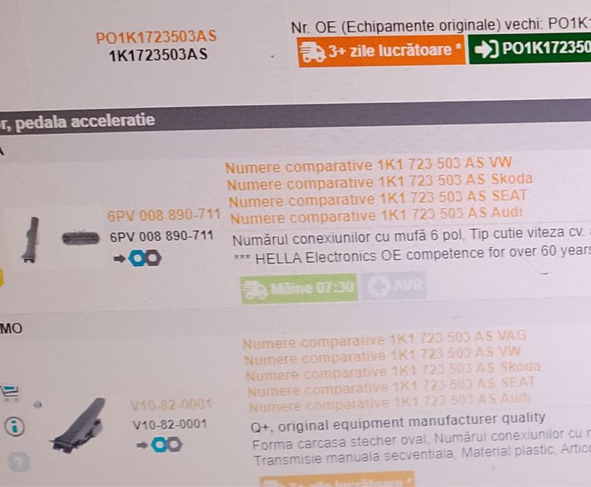 250 lei Pedala acceleratie si senzor Vw Tiguan 2.0D 5N 2013 automatic