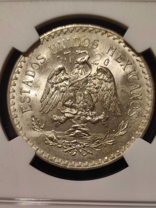 1 песо 1943 г. Мексико NGC MS-65 (сребро)