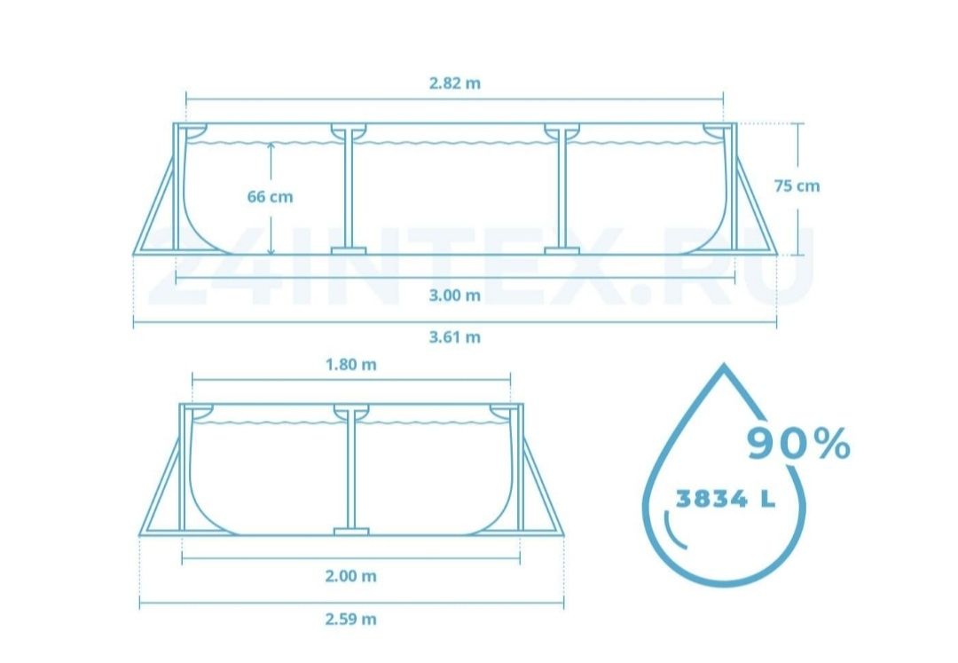 Бассейн 300×200×75см Intex Basseyn