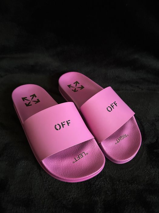 Off-White Printed faux leather slides.