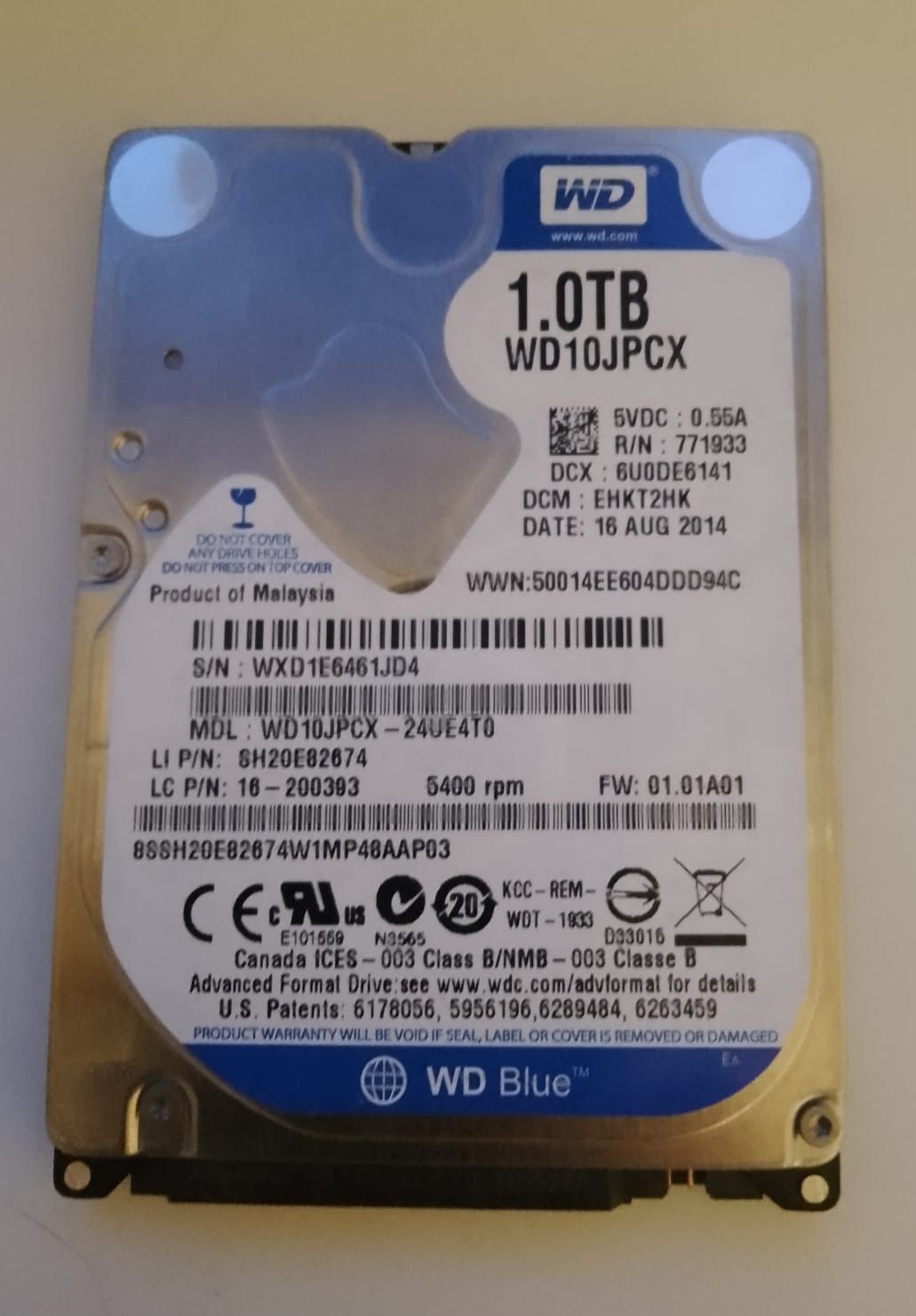 HDD диск для ноутбука на 1 терабайт