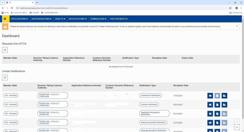 Instalez UUMDS UMG AES ICS ECS RCDPS NCTS, EU LOGIN, comisionar vamal