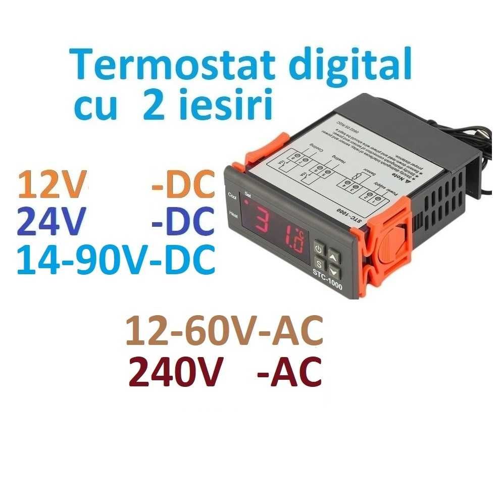 Termostat digital STC1000, Controler temperatura + senzor, -50 /+99°C