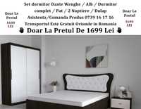 Dormitor Complet Dante / Modern / Pat / 2 Noptiere / Dulap / COD 3030