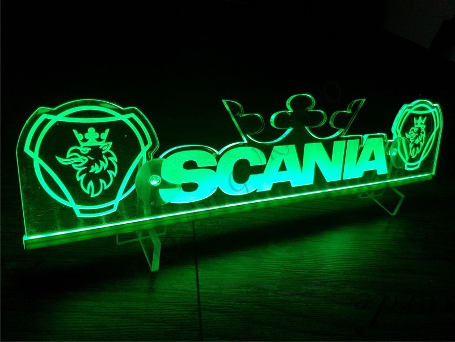 Светеща табела SCANIA с корона и две лога 12 или 24 волта