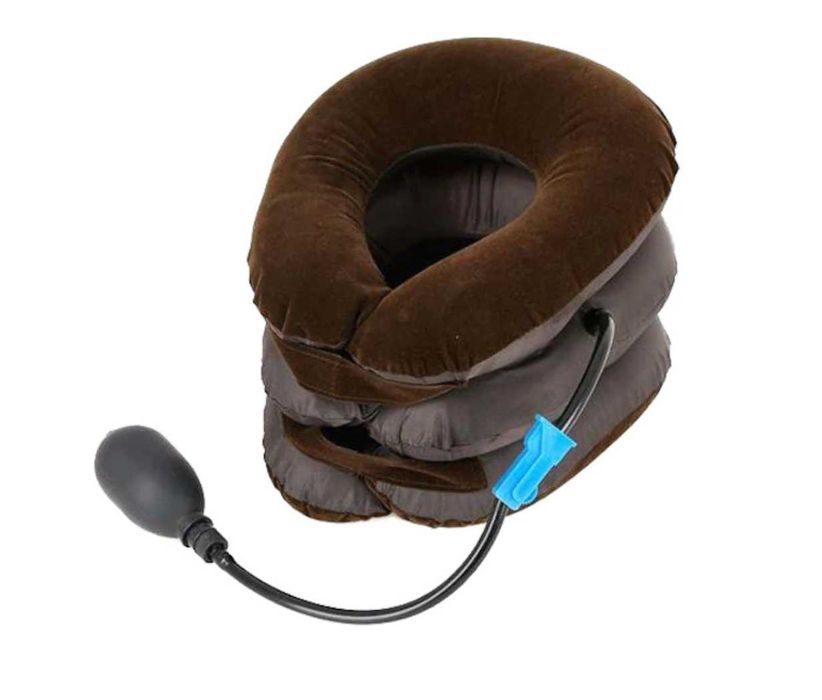 Надуваема възглавница за врат с регулируема яка