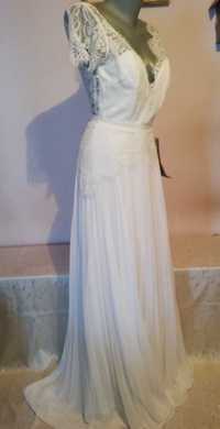 Булчинска сватбена дълга бяла рокля Asos, нова, с етикет, р-р S