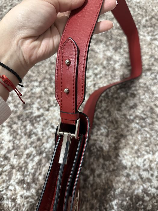 Geanta de piele rosie  Massimo Dutti